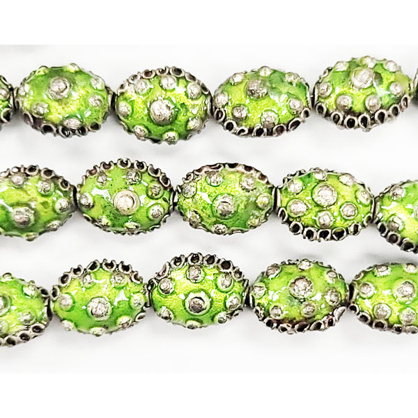 ENAMEL FLAT OVAL 8X12MM LIGHT GREEN